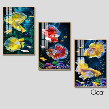Cá nghệ thuật | Bộ 3 tranh treo cầu thang | Mã T0269 | Oca