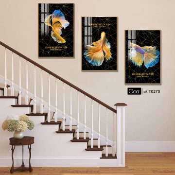 Alternative view of Cá betta | Bộ 3 tranh treo cầu thang | Mã T0270 | Oca
