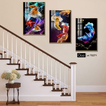 Alternative view of Cá nghệ thuật | Bộ 3 tranh treo cầu thang | Mã T0271 | OCa