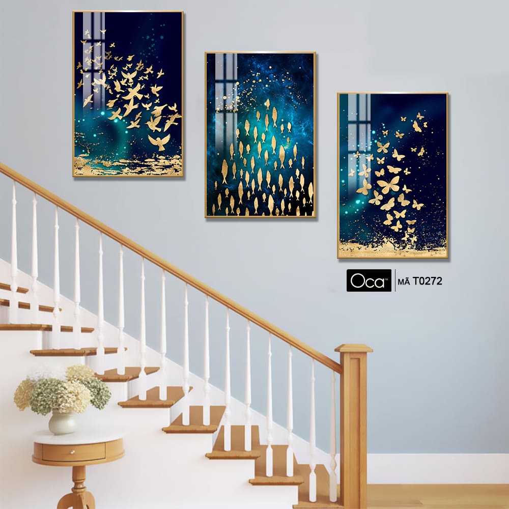 Tranh nghệ thuật Đêm Sáng | Bộ 3 tranh treo cầu thang | Mã T0272 | Oca - Ảnh 4
