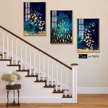 Alternative view of Tranh nghệ thuật Đêm Sáng | Bộ 3 tranh treo cầu thang | Mã T0272 | Oca