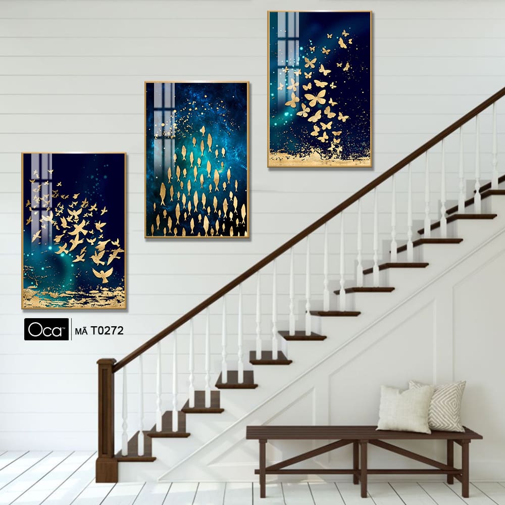Tranh nghệ thuật Đêm Sáng | Bộ 3 tranh treo cầu thang | Mã T0272 | Oca - Ảnh 3