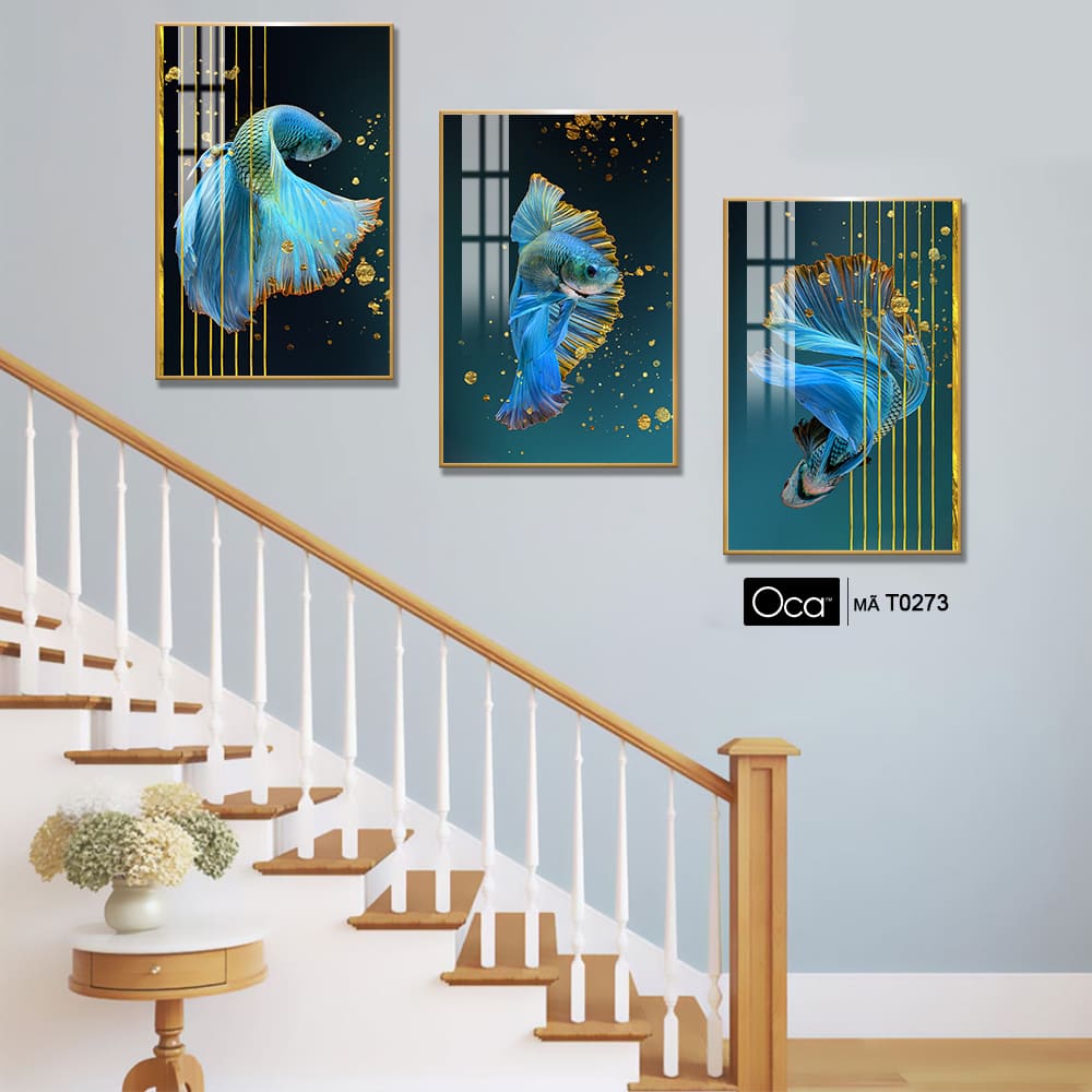 Cá nghệ thuật | Bộ 3 tranh treo cầu thang | Mã T0273 | Oca - Ảnh 3