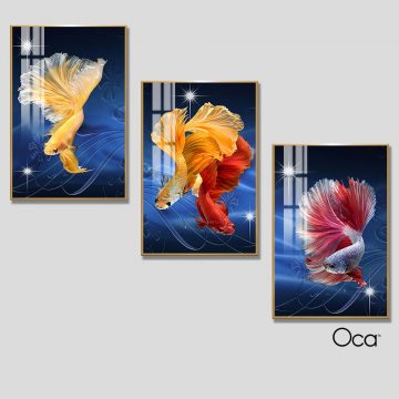 Cá nghệ thuật | Bộ 3 tranh treo cầu thang | Mã T0274 | Oca
