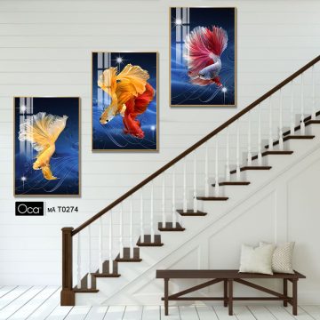 Alternative view of Cá nghệ thuật | Bộ 3 tranh treo cầu thang | Mã T0274 | Oca