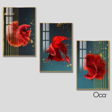 Cá nghệ thuật | Bộ 3 tranh treo cầu thang | Mã T0275 | Oca