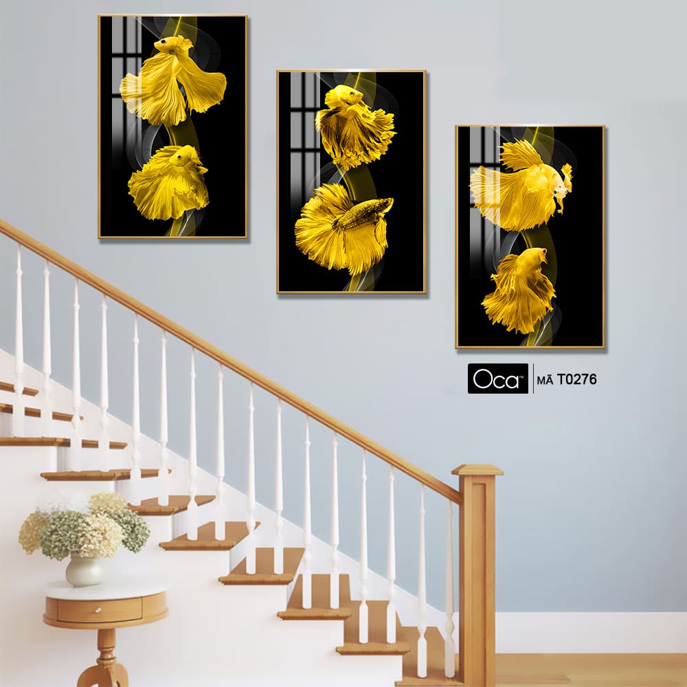 Cá nghệ thuật | Bộ 3 tranh treo cầu thang | Mã T0276 | Oca - Ảnh 3