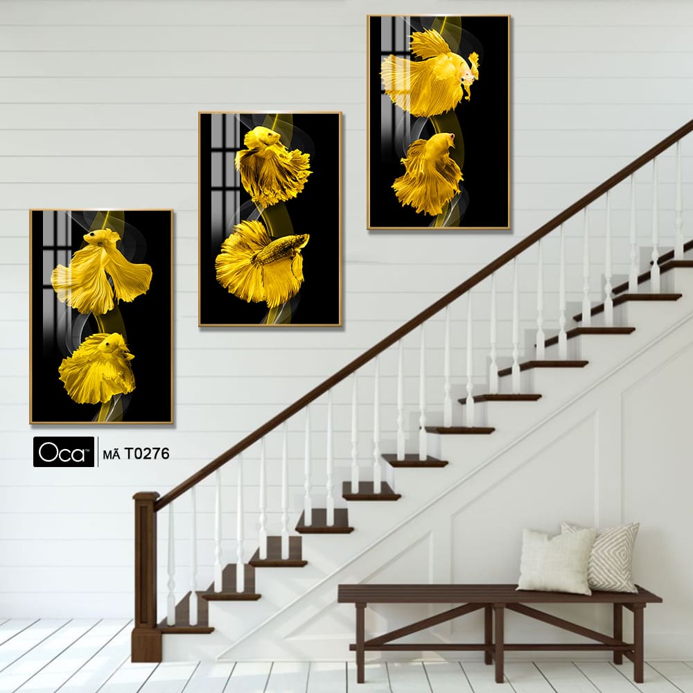 Cá nghệ thuật | Bộ 3 tranh treo cầu thang | Mã T0276 | Oca - Ảnh 2