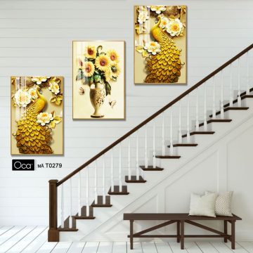 Alternative view of Đôi công uyên ương | Bộ 3 tranh treo cầu thang | Mã T0279 | Oca