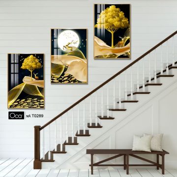 Alternative view of Hươu trong đêm trăng | Bộ 3 tranh treo cầu thang | Mã T0289 | Oca