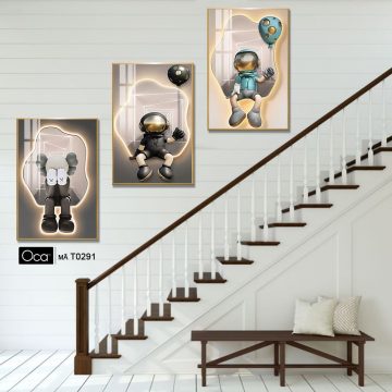 Alternative view of Tranh Bearbrick | Bộ 3 tranh treo cầu thang | Mã T0291 | Oca