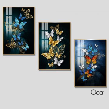 Cánh bướm nghệ thuật | Bộ 3 tranh treo cầu thang | Mã T0295 | Oca