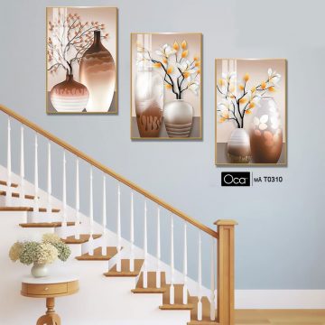 Alternative view of Bình hoa mai | Bộ 3 tranh treo cầu thang | Mã T0310 | Oca