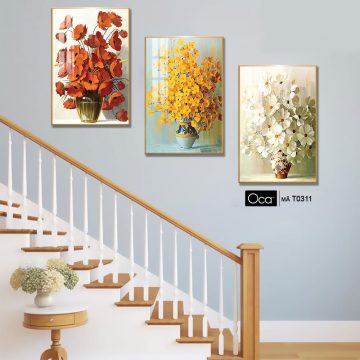 Alternative view of Bình hoa dại | Bộ 3 tranh treo cầu thang | Mã T0311 | Oca