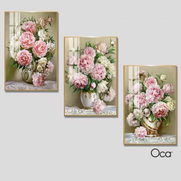 Bình hoa hồng | Bộ 3 tranh treo cầu thang | Mã T0314 | Oca