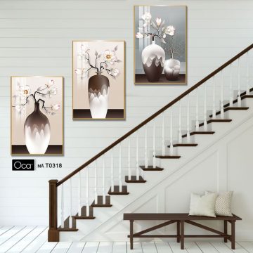Alternative view of Bình hoa mộc lan | Bộ 3 tranh treo cầu thang | Mã T0318 | Oca