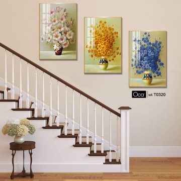 Alternative view of Bình hoa dại | Bộ 3 tranh treo cầu thang | Mã T0320 | Oca