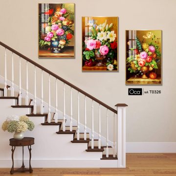 Alternative view of Bình hoa nghệ thuật | Bộ 3 tranh treo cầu thang | Mã T0326 | Oca