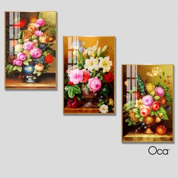 Bình hoa nghệ thuật | Bộ 3 tranh treo cầu thang | Mã T0326 | Oca