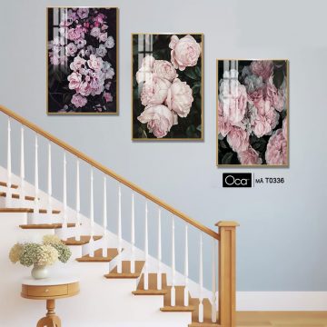 Alternative view of Khóm hoa hồng | Bộ 3 tranh treo cầu thang | Mã T0336 | Oca