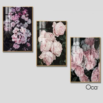 Khóm hoa hồng | Bộ 3 tranh treo cầu thang | Mã T0336 | Oca