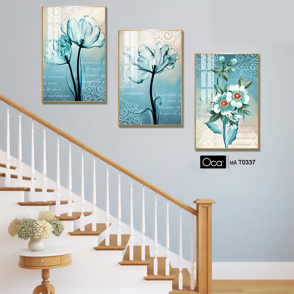 Hoa nghệ thuật | Bộ 3 tranh treo cầu thang | Mã T0337 | Oca - Ảnh 3