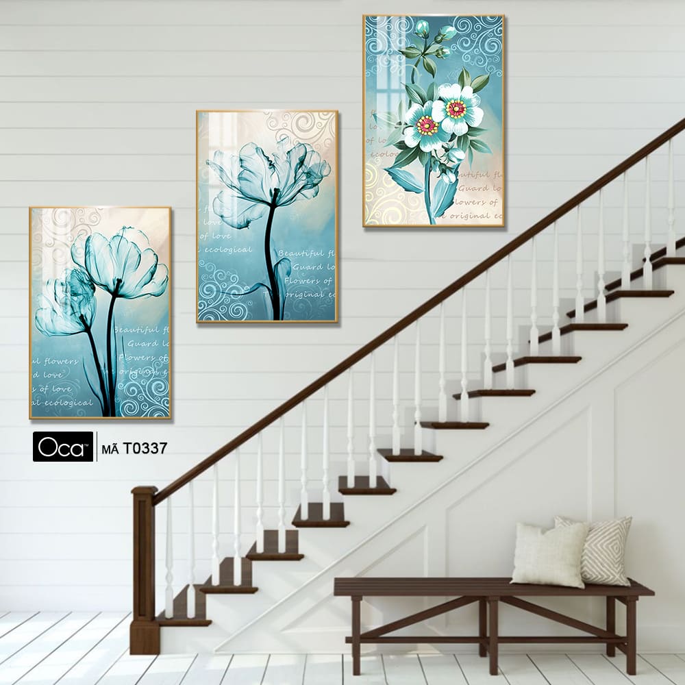 Hoa nghệ thuật | Bộ 3 tranh treo cầu thang | Mã T0337 | Oca - Ảnh 4