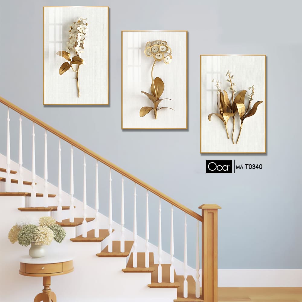 Nhanh mộc lan | Bộ 3 tranh treo cầu thang | Mã T0340 | Oca - Ảnh 4