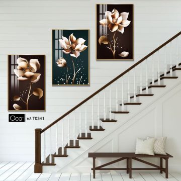 Alternative view of Hoa Hồng Vĩnh Cửu | Bộ 3 tranh treo cầu thang | Mã T0341 | Oca