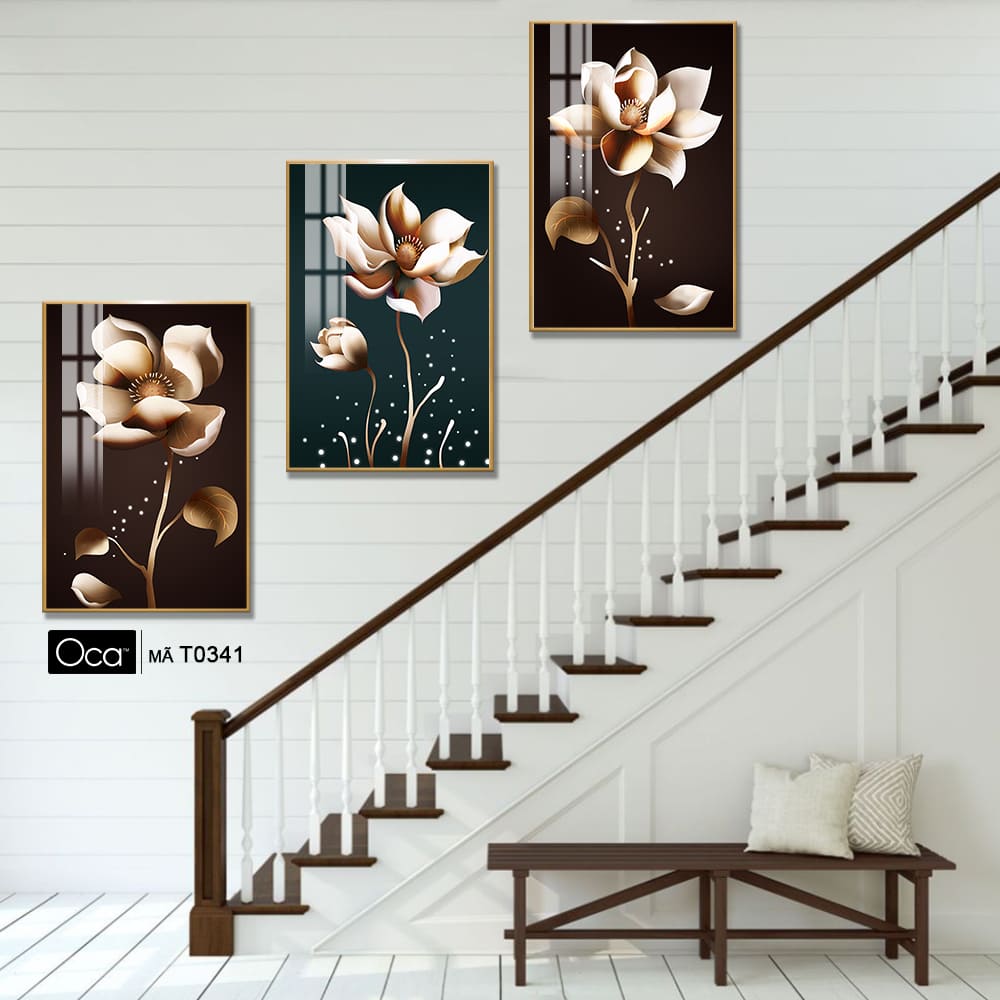 Hoa Hồng Vĩnh Cửu | Bộ 3 tranh treo cầu thang | Mã T0341 | Oca - Ảnh 2