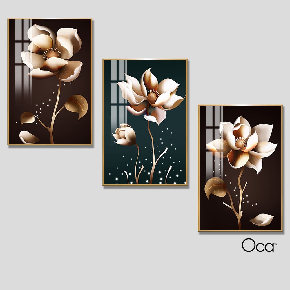 Hoa Hồng Vĩnh Cửu | Bộ 3 tranh treo cầu thang | Mã T0341 | Oca