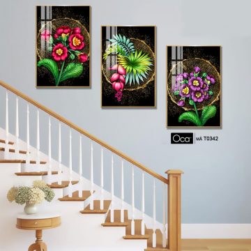 Alternative view of Hoa thiên đường | Bộ 3 tranh treo cầu thang | Mã T0342 | Oca