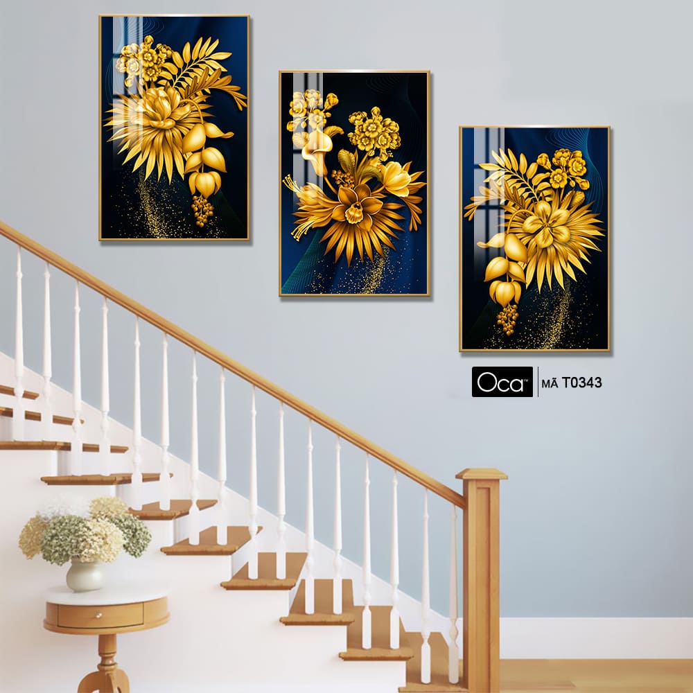 Hoa thiên đường | Bộ 3 tranh treo cầu thang | Mã T0343 | Oca - Ảnh 4