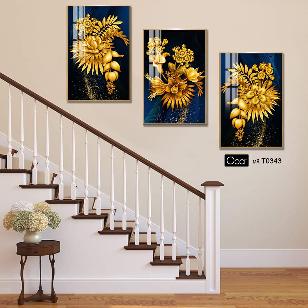 Hoa thiên đường | Bộ 3 tranh treo cầu thang | Mã T0343 | Oca - Ảnh 3