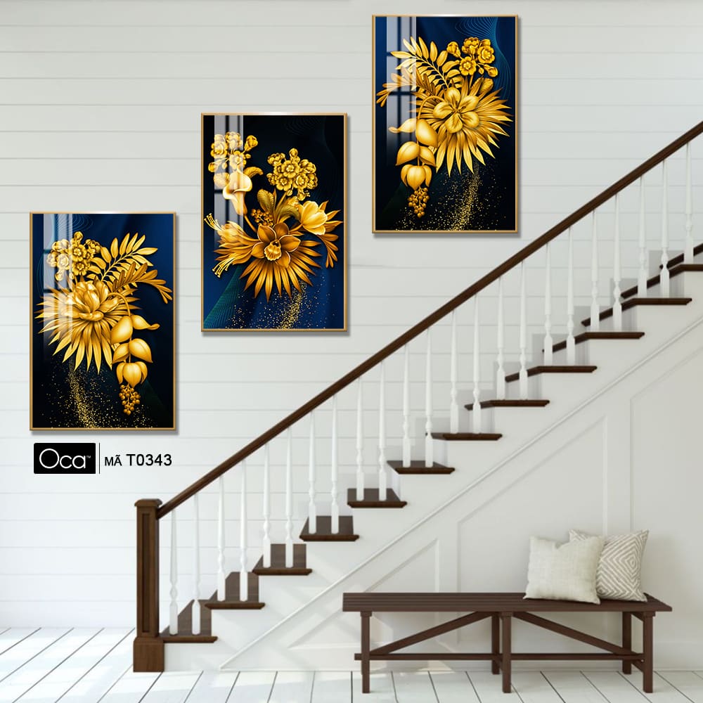 Hoa thiên đường | Bộ 3 tranh treo cầu thang | Mã T0343 | Oca - Ảnh 2