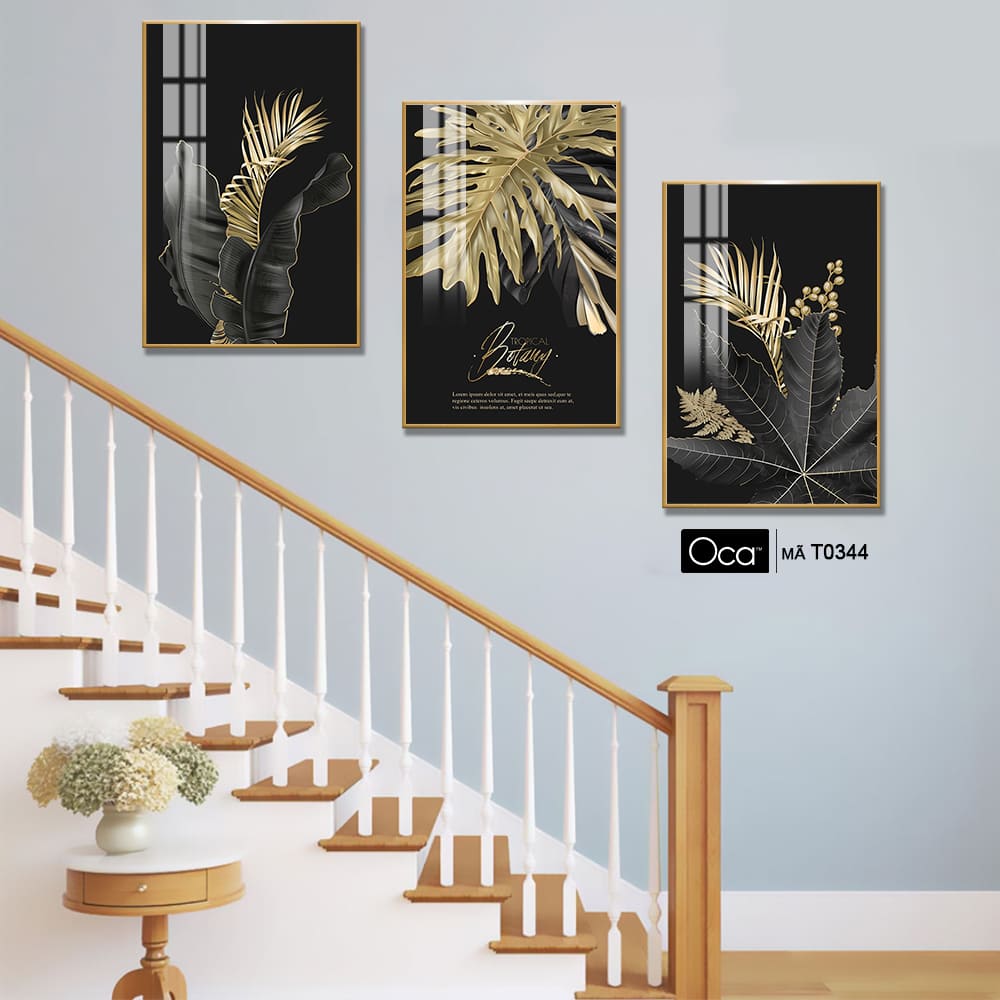 Lá nghệ thuật | Bộ 3 tranh treo cầu thang | Mã T0344 | Oca - Ảnh 4