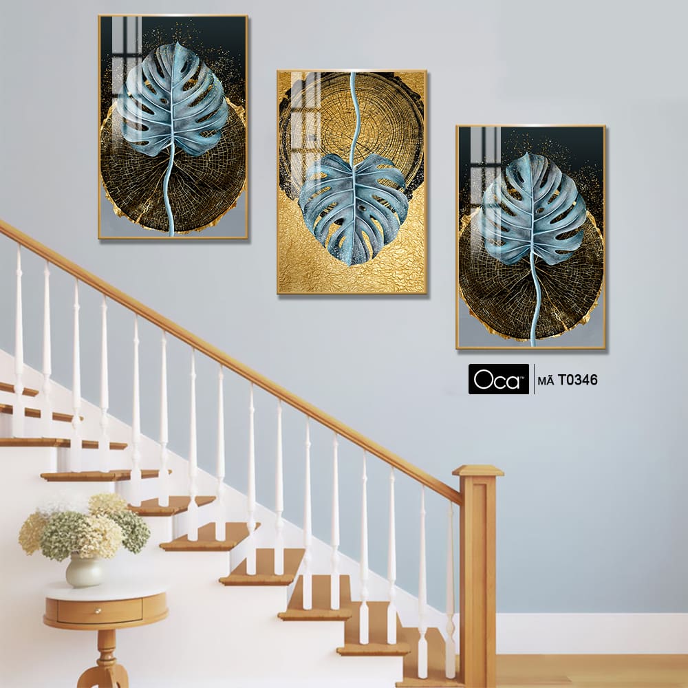 Lá nghệ thuật | Bộ 3 tranh treo cầu thang | Mã T0346 | Oca - Ảnh 3