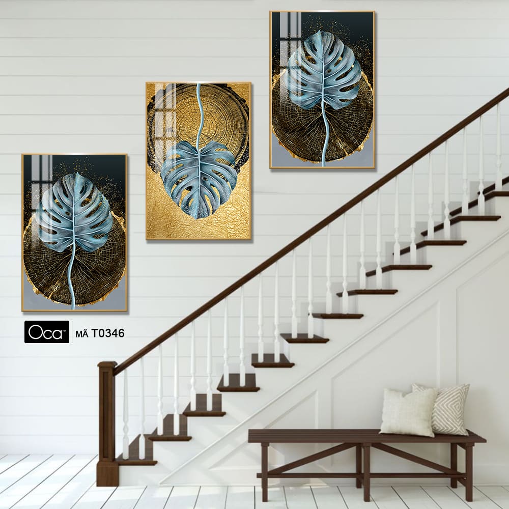 Lá nghệ thuật | Bộ 3 tranh treo cầu thang | Mã T0346 | Oca - Ảnh 4