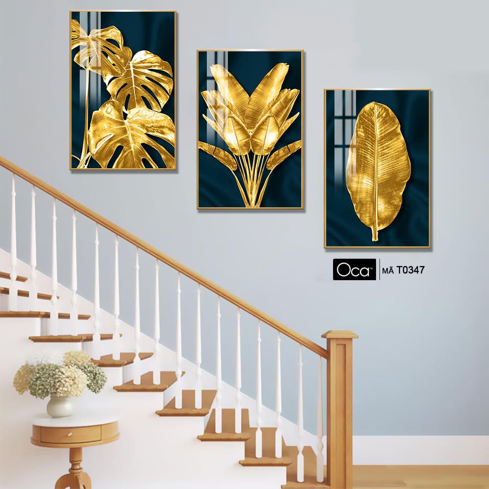 Lá nghệ thuật | Bộ 3 tranh treo cầu thang | Mã T0347 | Oca - Ảnh 2