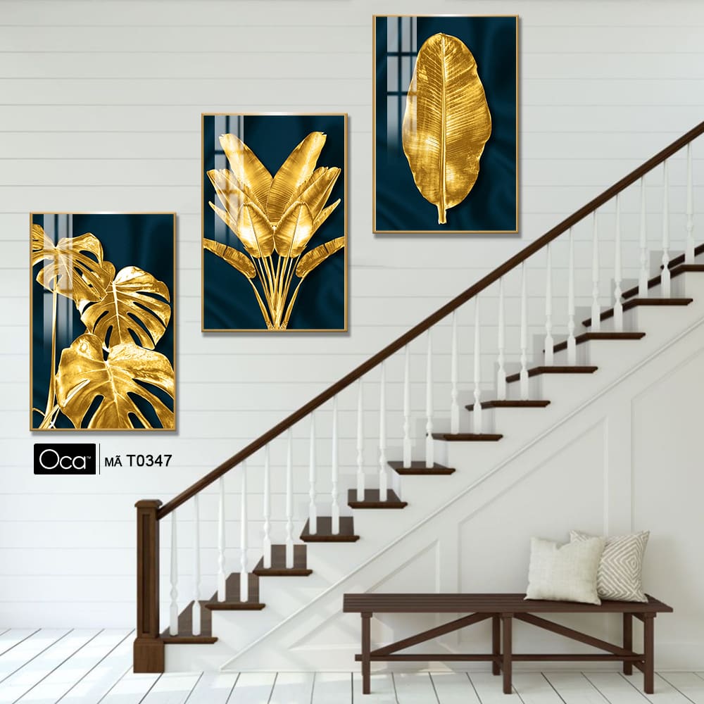 Lá nghệ thuật | Bộ 3 tranh treo cầu thang | Mã T0347 | Oca - Ảnh 4