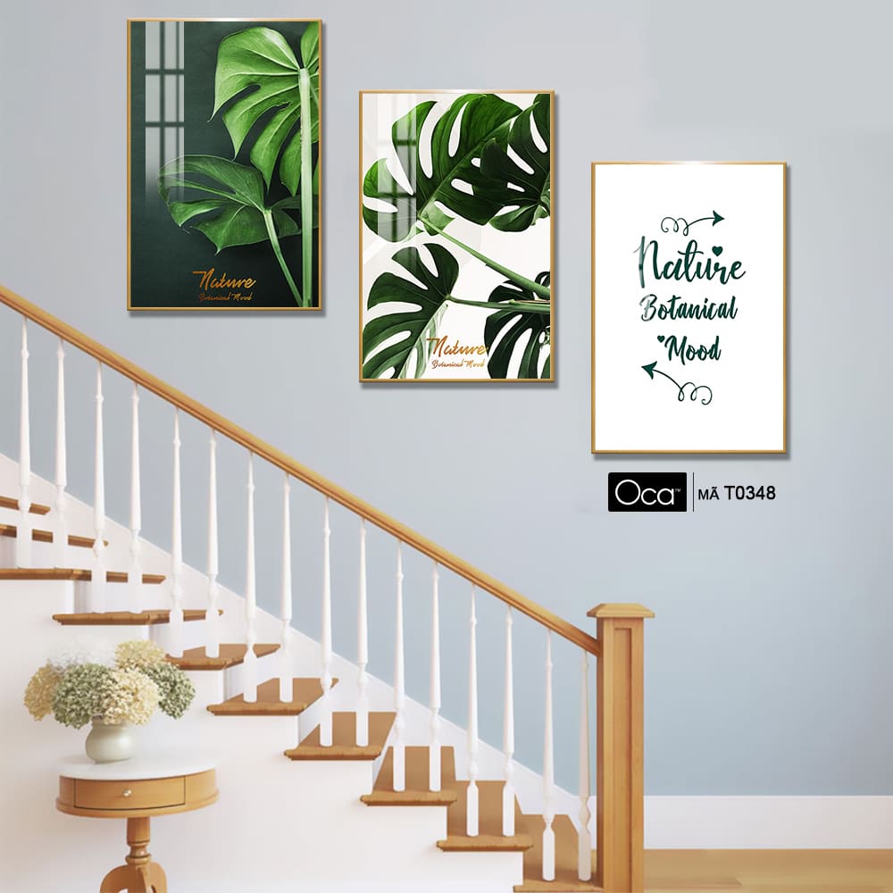 Lá nghệ thuật | Bộ 3 tranh treo cầu thang | Mã T0348 | Oca - Ảnh 4