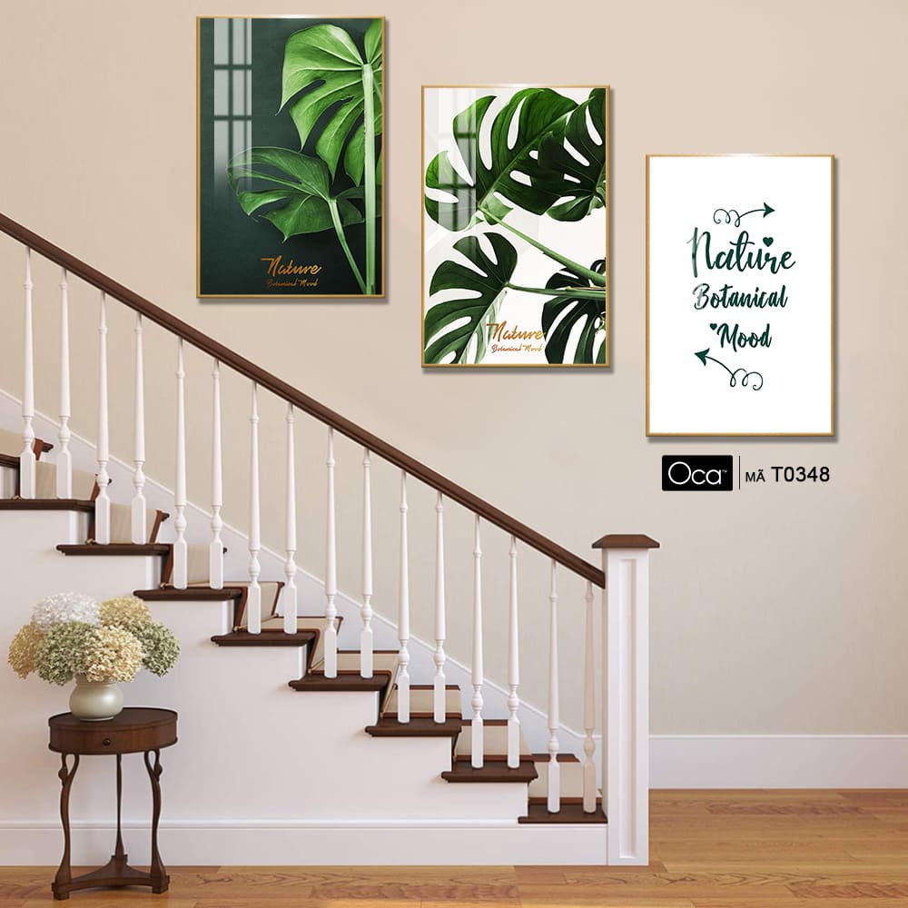 Lá nghệ thuật | Bộ 3 tranh treo cầu thang | Mã T0348 | Oca - Ảnh 2