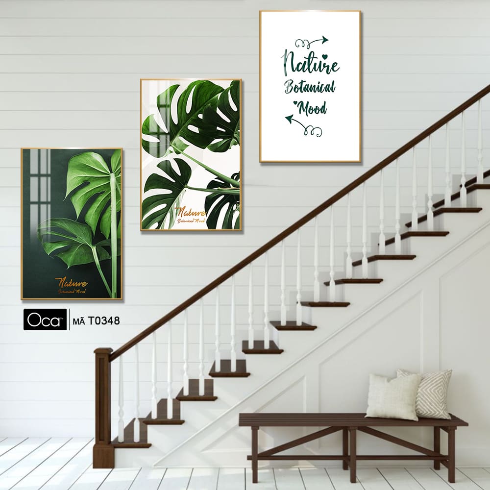 Lá nghệ thuật | Bộ 3 tranh treo cầu thang | Mã T0348 | Oca - Ảnh 3
