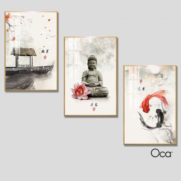 Chú tiểu | Bộ 3 tranh treo cầu thang | Mã T0349 | Oca