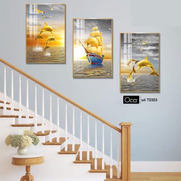 Alternative view of Biển nghệ thuật | Bộ 3 tranh treo cầu thang | Mã T0353 | Oca