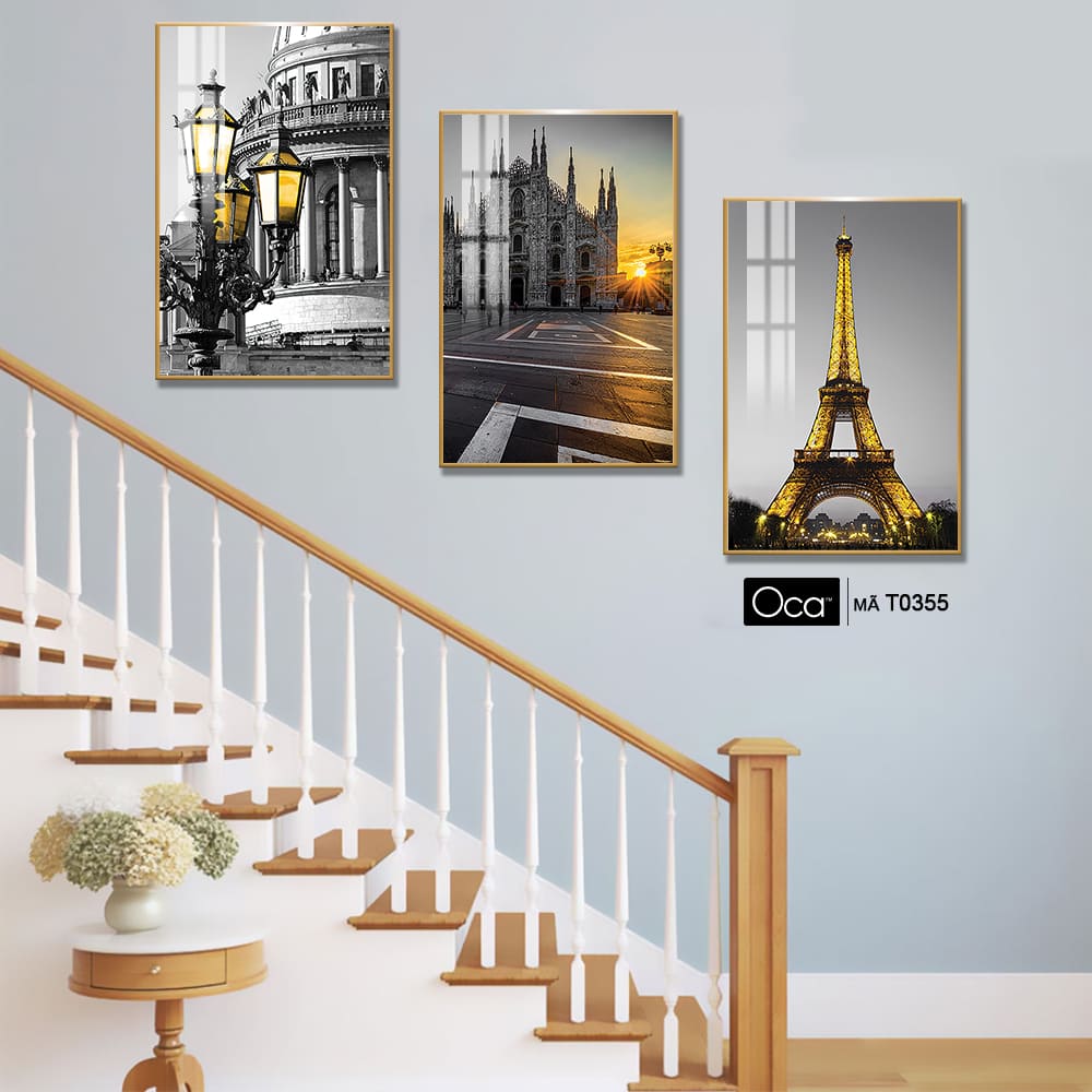 Tháp Eiffel | Bộ 3 tranh treo cầu thang | Mã T0355 | Oca - Ảnh 4