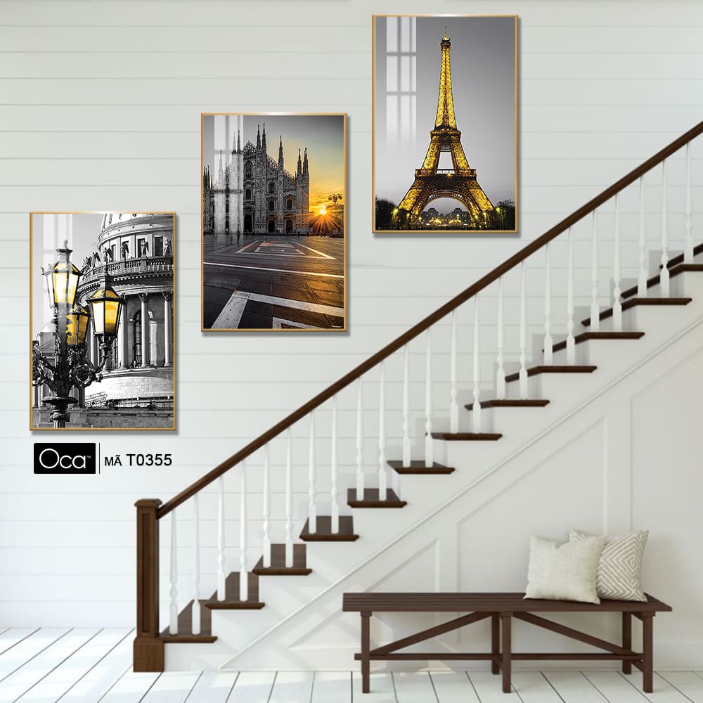 Tháp Eiffel | Bộ 3 tranh treo cầu thang | Mã T0355 | Oca - Ảnh 3