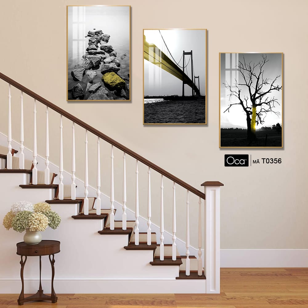 Phong cảnh chiều cuối đông | Bộ 3 tranh treo cầu thang | Mã T0356 | Oca - Ảnh 3