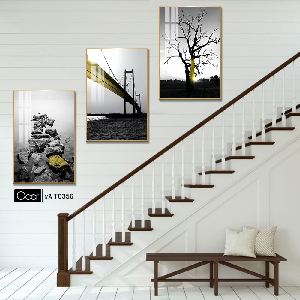 Phong cảnh chiều cuối đông | Bộ 3 tranh treo cầu thang | Mã T0356 | Oca - Ảnh 4