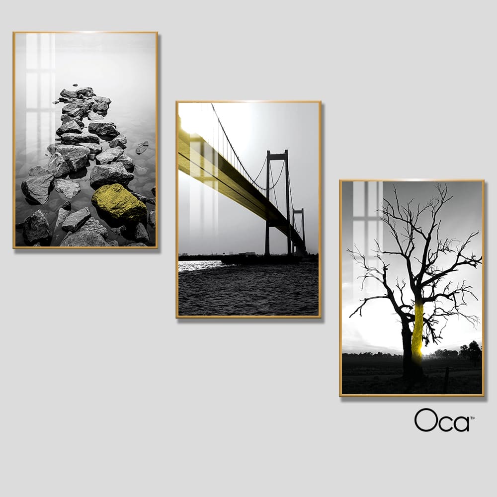 Phong cảnh chiều cuối đông | Bộ 3 tranh treo cầu thang | Mã T0356 | Oca